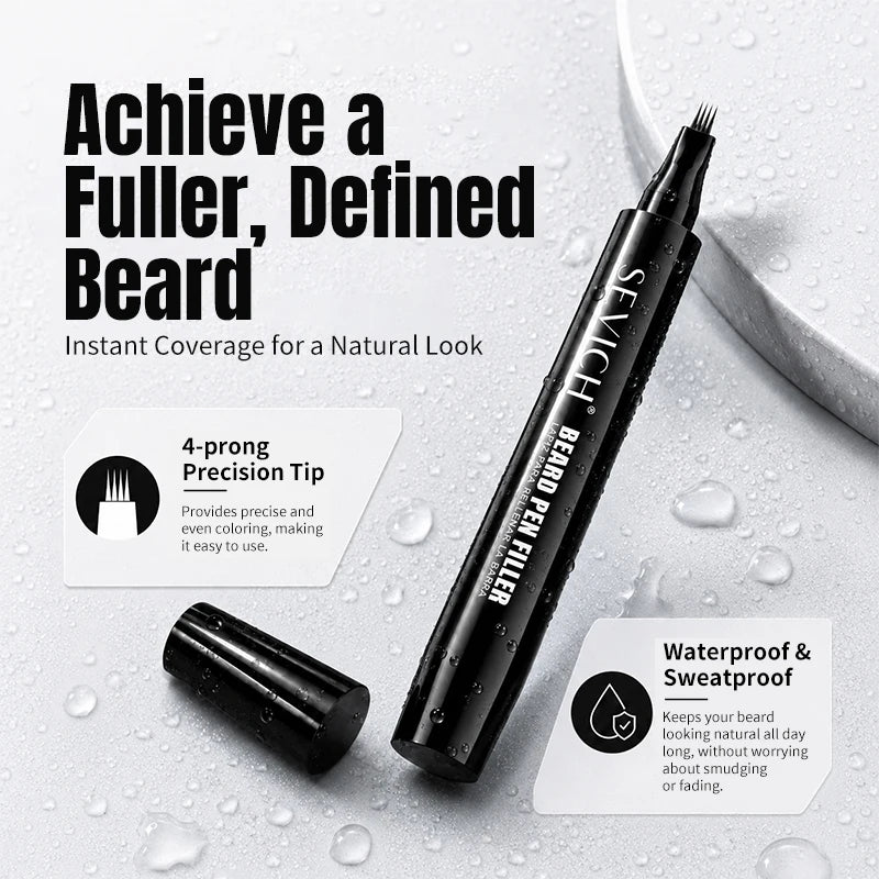 SEVICH Penna Colorante Barba Waterproof – Filler Infoltente con Fibre, Effetto Naturale Tutto il Giorno