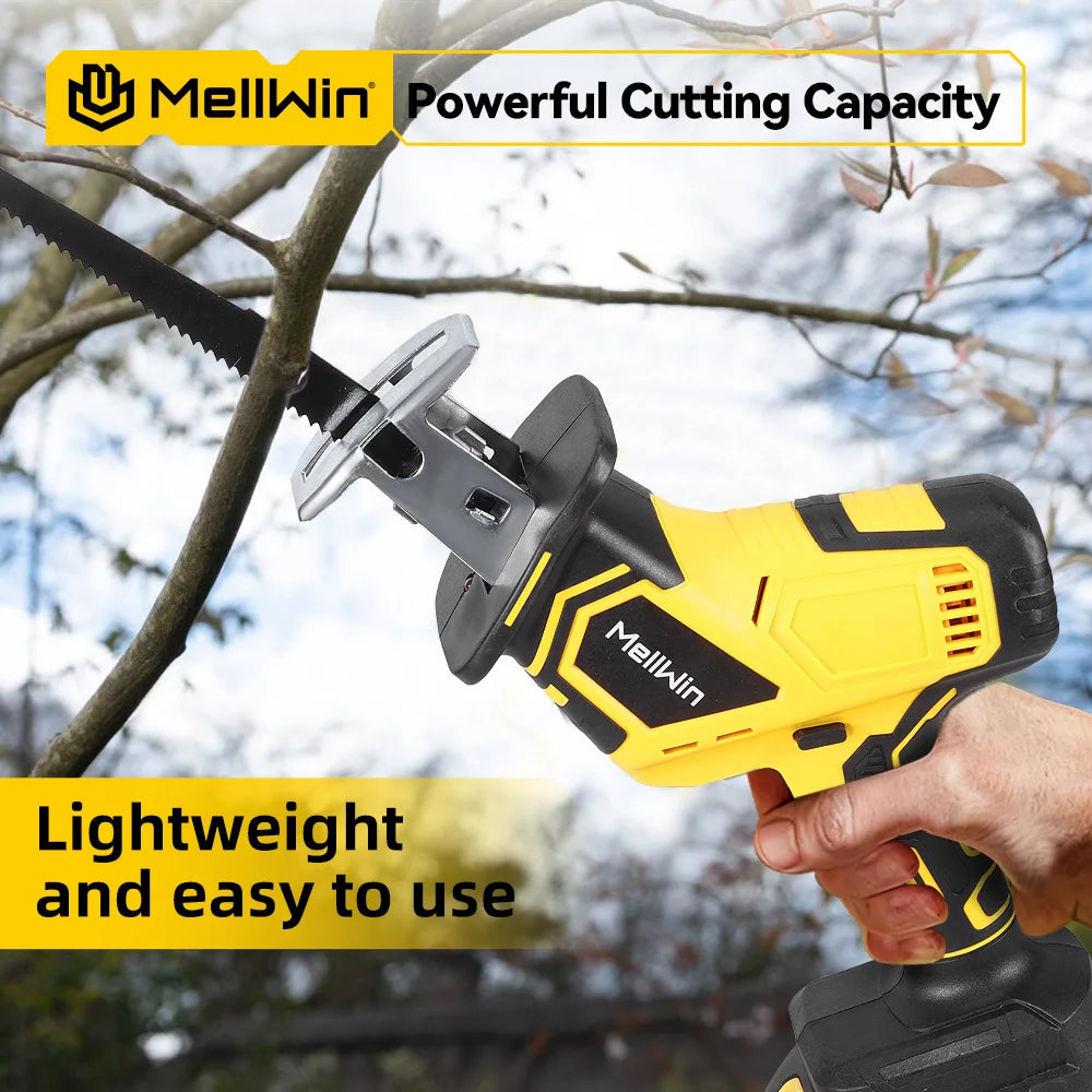 Sega Alternativa Elettrica MELLWIN Brushless con 4 Lame – Legno e Metallo Senza Fili | Compatibile Batteria Makita 18V