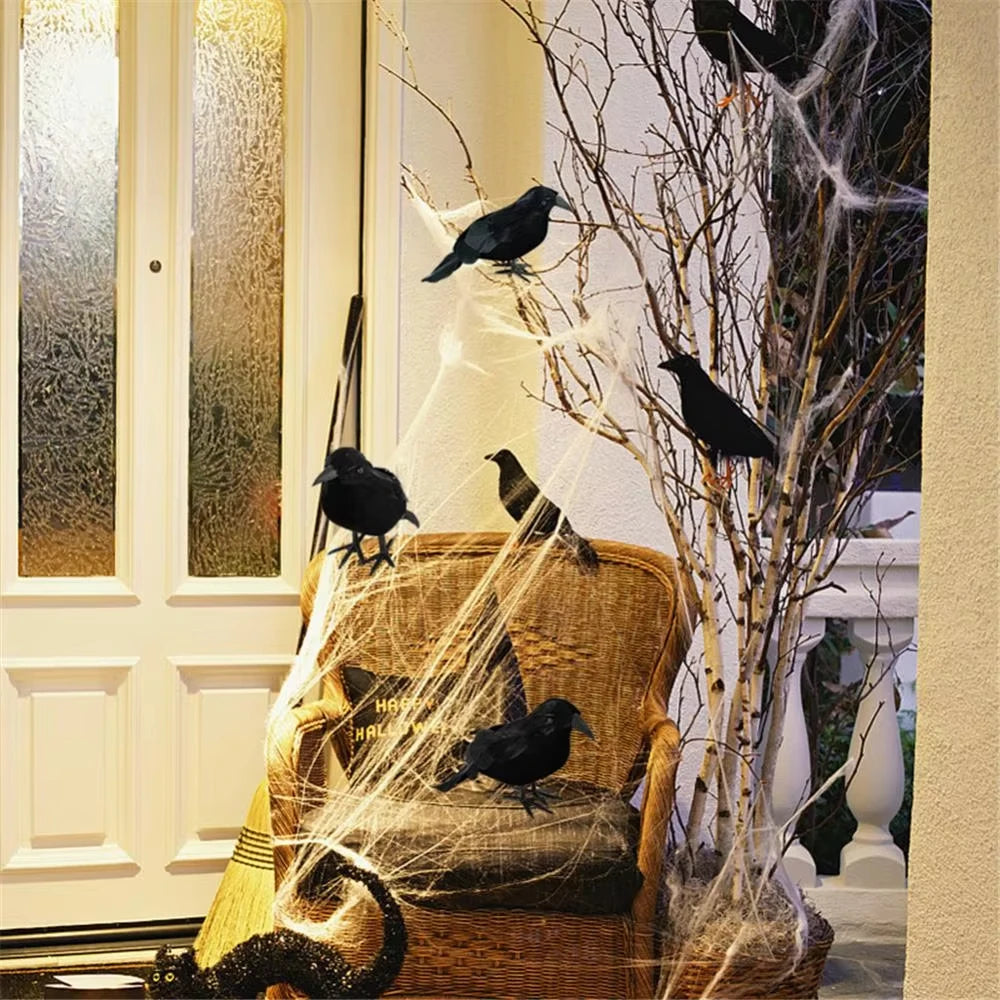 Corvo nero realistico decorativo per Halloween