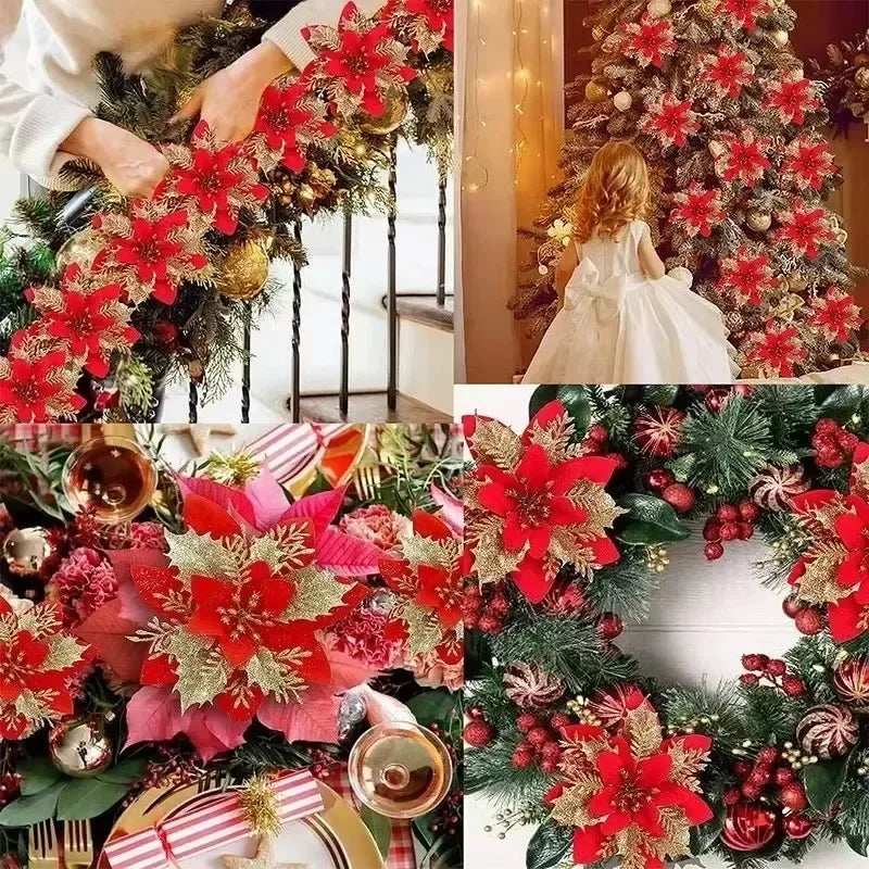 Stelle di Natale artificiali glitterate decorative
