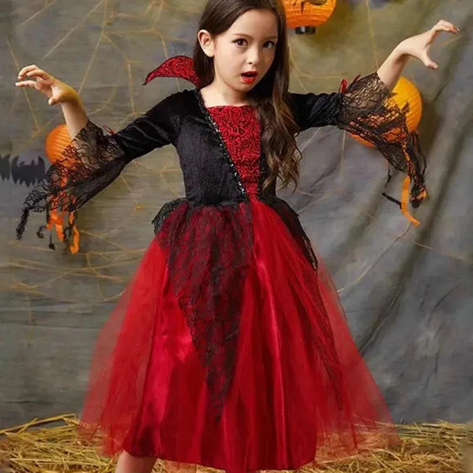 Costume bambina sposa fantasma e vampira per Halloween