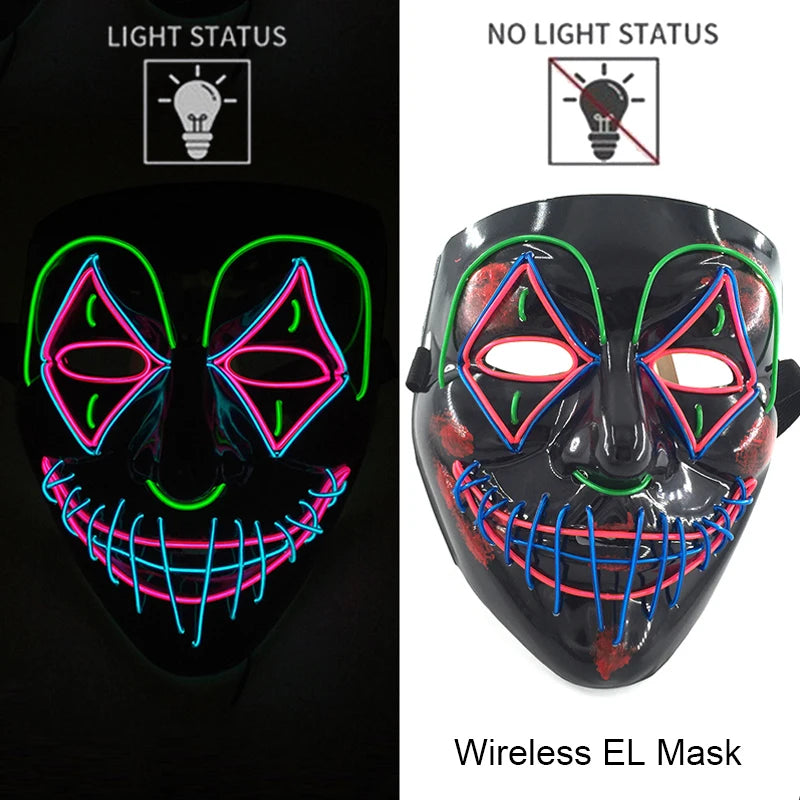Maschera LED neon wireless luminosa per cosplay