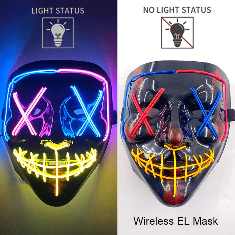 Maschera LED neon wireless luminosa per cosplay