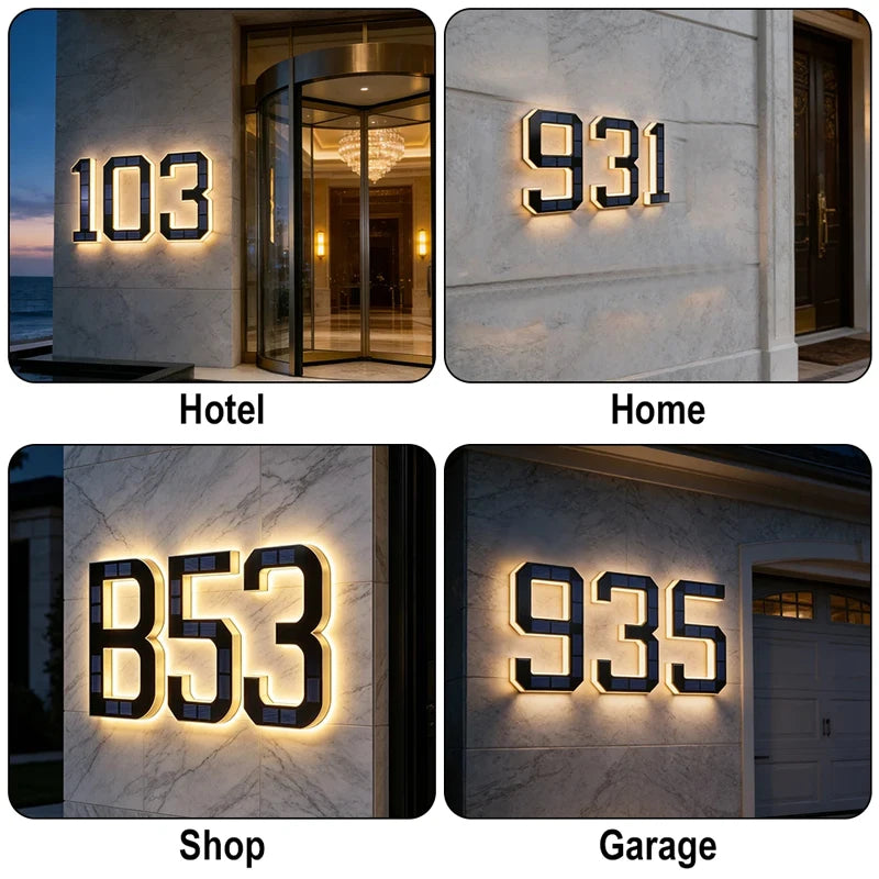 Numero civico solare LED impermeabile con sensore