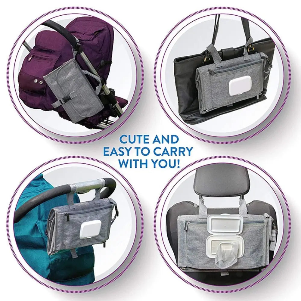 Fasciatoio Portatile con Tasche – Impermeabile, Pieghevole | Kit Cambio Pannolino da Viaggio, Idea Regalo Bebè