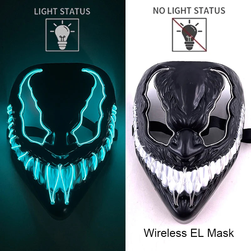 Maschera LED neon wireless luminosa per cosplay