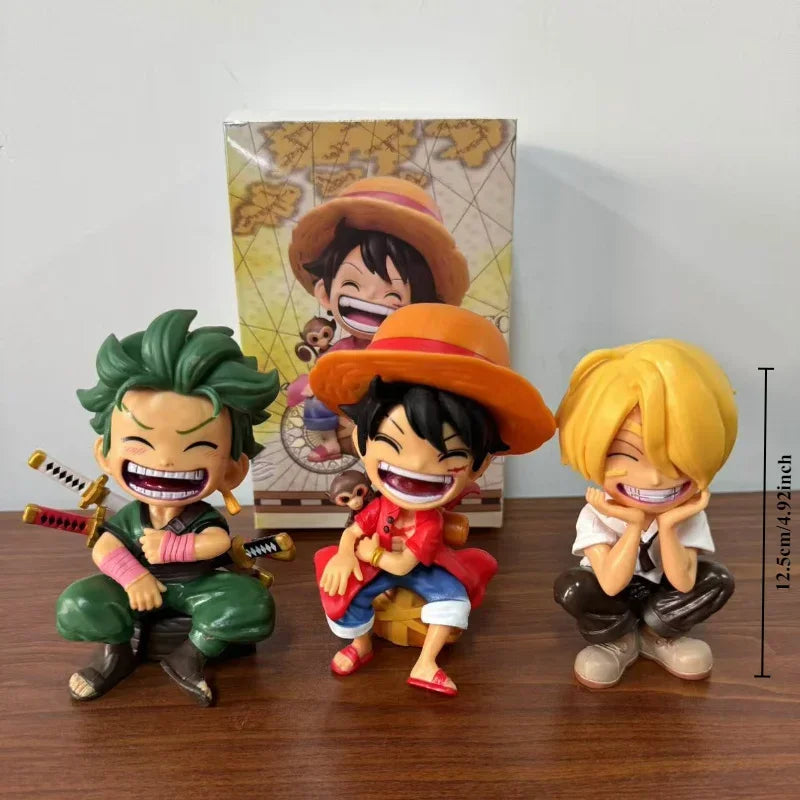 One Piece – Figura Q-Version Seduta 13cm | Luffy, Zoro, Sanji, Ace, Yamato | Modello PVC da Collezione, Idea Regalo