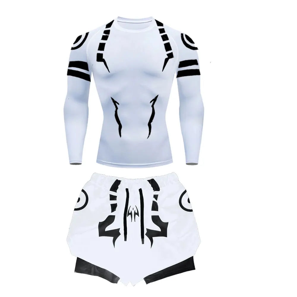 Set Compressione Anime Jujutsu Kaisen – Maglia 3D + Shorts da Palestra, Asciugatura Rapida, per Uomo