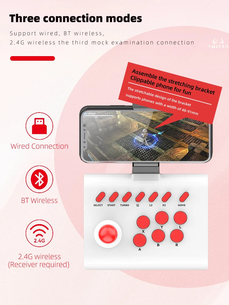 Joystick Arcade Wireless – Controller da Gaming per PC, Android, iOS, Switch, PS3/PS4 – Fighting Stick per Street Fighter e MAME