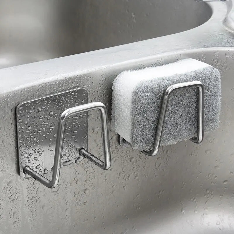 Porta Spugna per Lavello in Acciaio Inox – Supporto con Ventosa per Cucina, Spugne e Pagliette