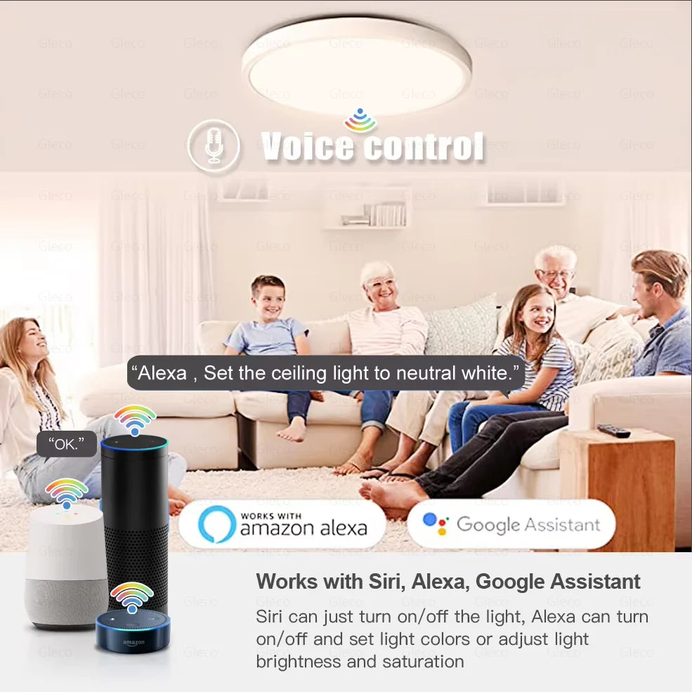 Plafoniera smart RGB+CCT Tuya Wi-Fi o Zigbee