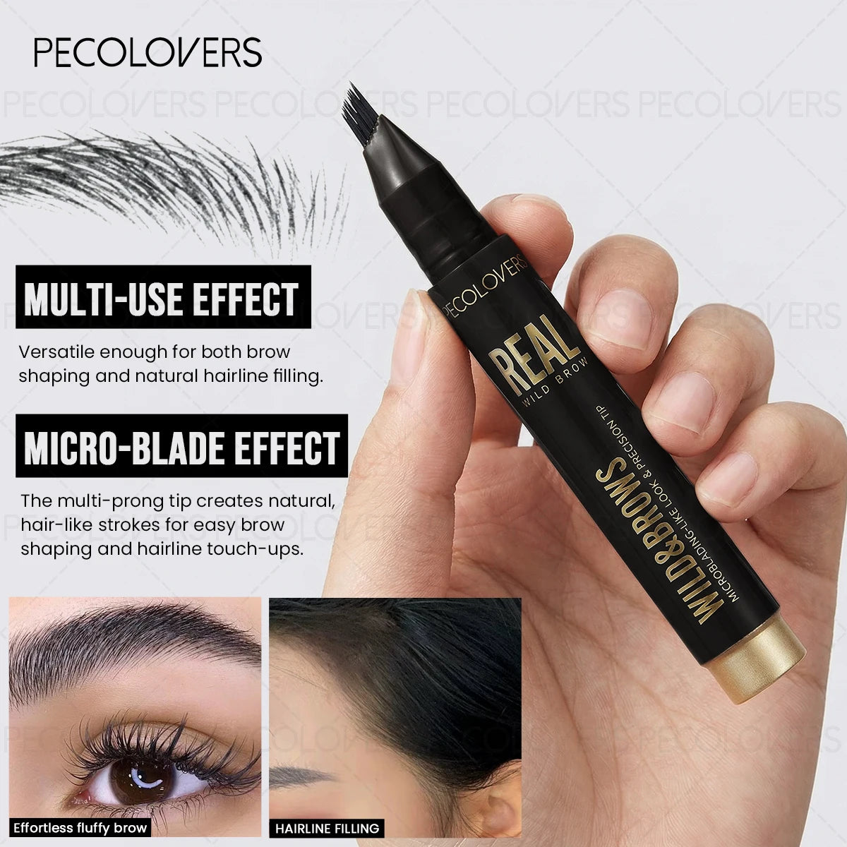 Matita Sopracciglia Multi-Fork PECOLOVERS – Effetto Capello per Sopracciglia Perfette