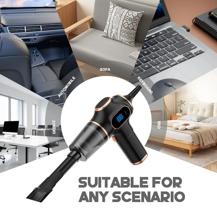 Aspirapolvere Portatile Wireless per Auto e Casa – 60W, Filtro HEPA, Senza Fili, per Divano, Tappeti e Tastiere