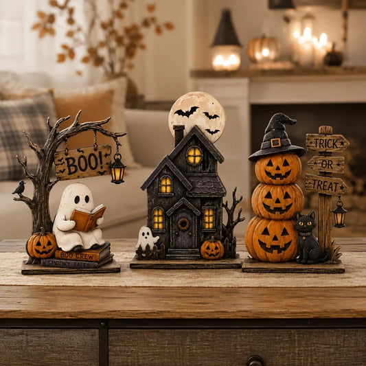 Decorazioni Halloween vintage in legno