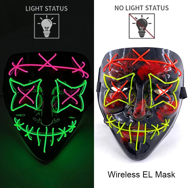 Maschera LED neon wireless luminosa per cosplay