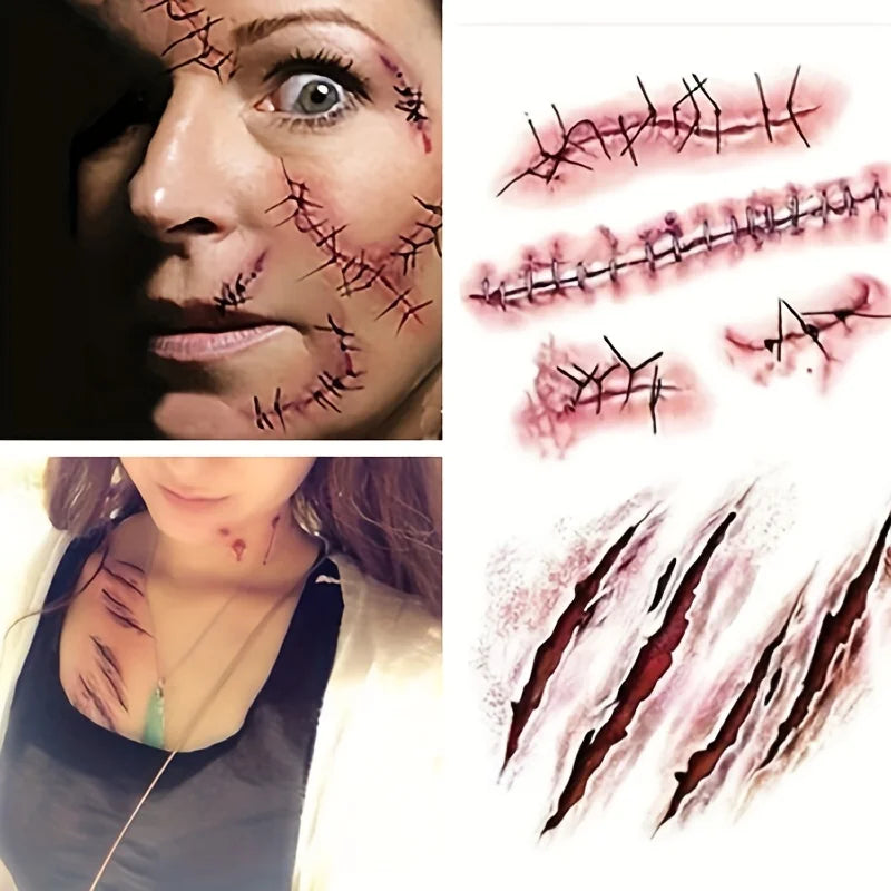 Tatuaggi temporanei cicatrici effetto sangue per Halloween