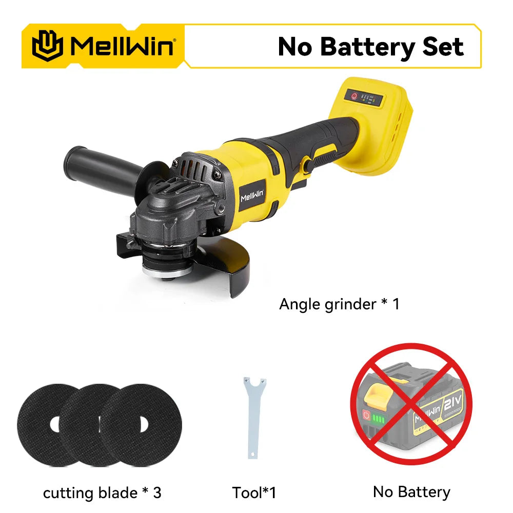 MELLWIN Smerigliatrice Angolare Senza Fili 125mm – Motore Brushless 18V Compatibile Makita
