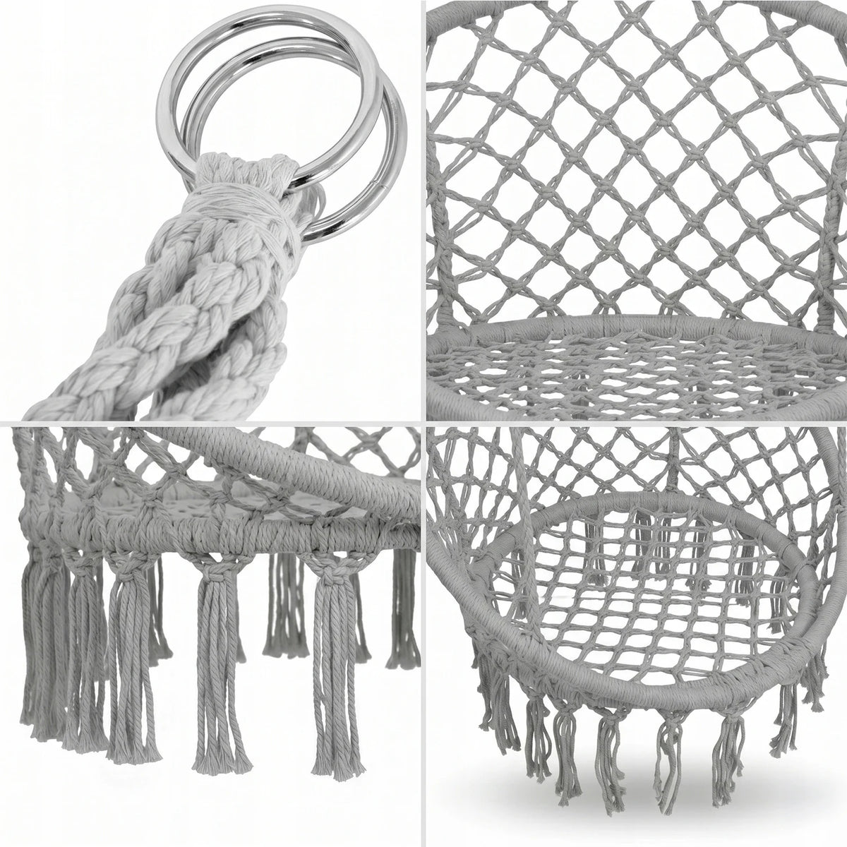 Sedia Pensile Boho Intrecciata – Dondolo a Nido per Giardino, Terrazza, Balcone e Interni, Stile Boho, Portata 160 kg