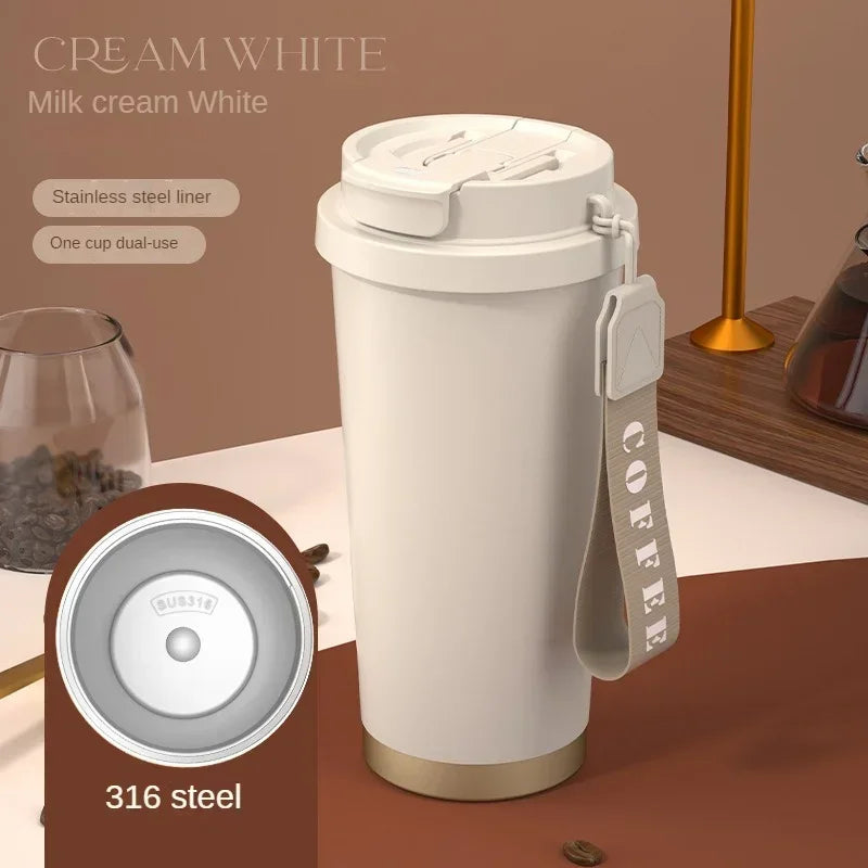 Tazza Termica in Ceramica 530 ml – Thermos in Acciaio Inox a Doppia Parete, Mug da Viaggio per Caffè