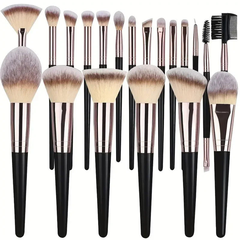 Set Pennelli Make-up Professionali – 3/10/15/18/20 pz, Setole Morbide, Fondotinta, Occhi, Blush e Contouring + Spugnetta Opzionale