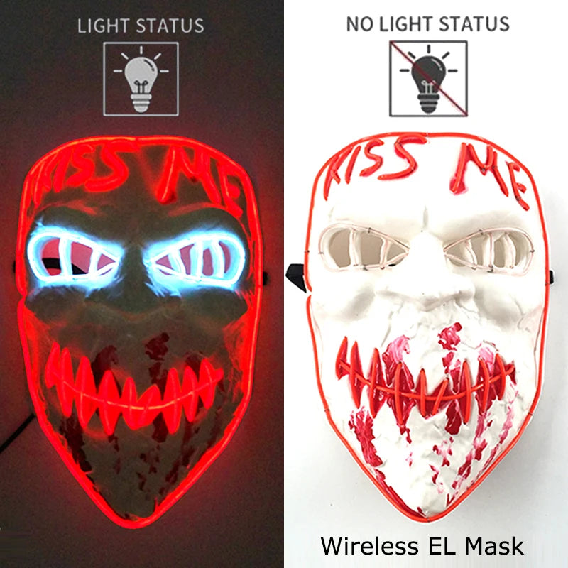 Maschera LED neon wireless luminosa per cosplay