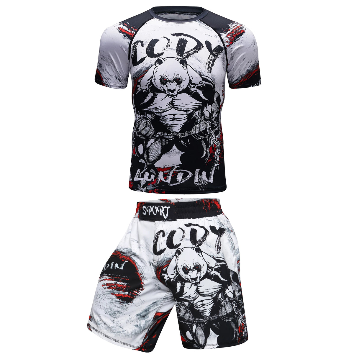 Set Sportivo 2 Pezzi BJJ / MMA – Rashguard + Shorts Muay Thai, Grappling, Boxe, Corsa e Palestra