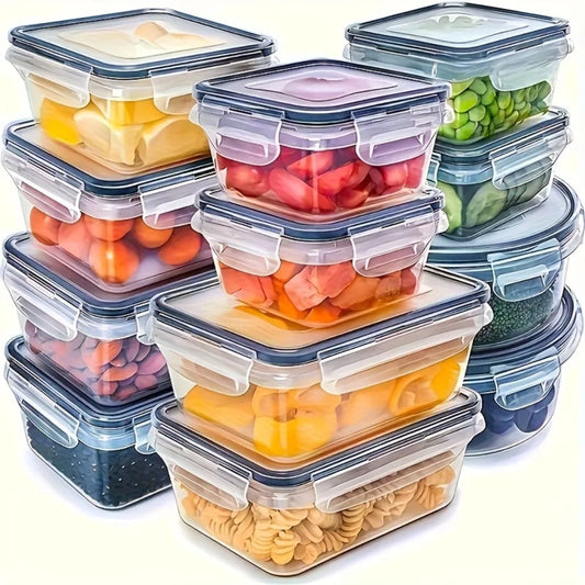 Set 8 Contenitori Alimentari Ermetici Senza BPA con Coperchi a Clip – Adatti a Microonde e Freezer, in Plastica PP per Alimenti Secchi, Frutta e Verdura