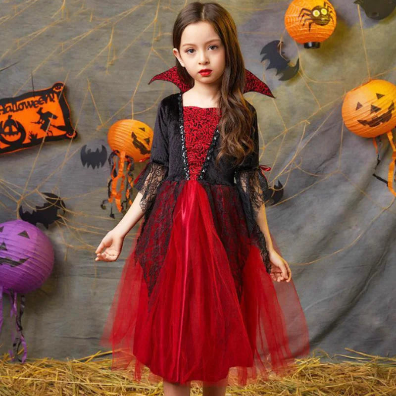 Costume bambina sposa fantasma e vampira per Halloween