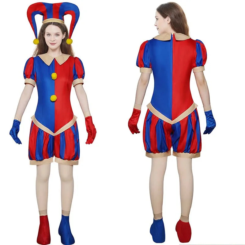 Costume cosplay Pomni completo con cappello e guanti