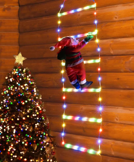 Babbo Natale luminoso su scala con LED
