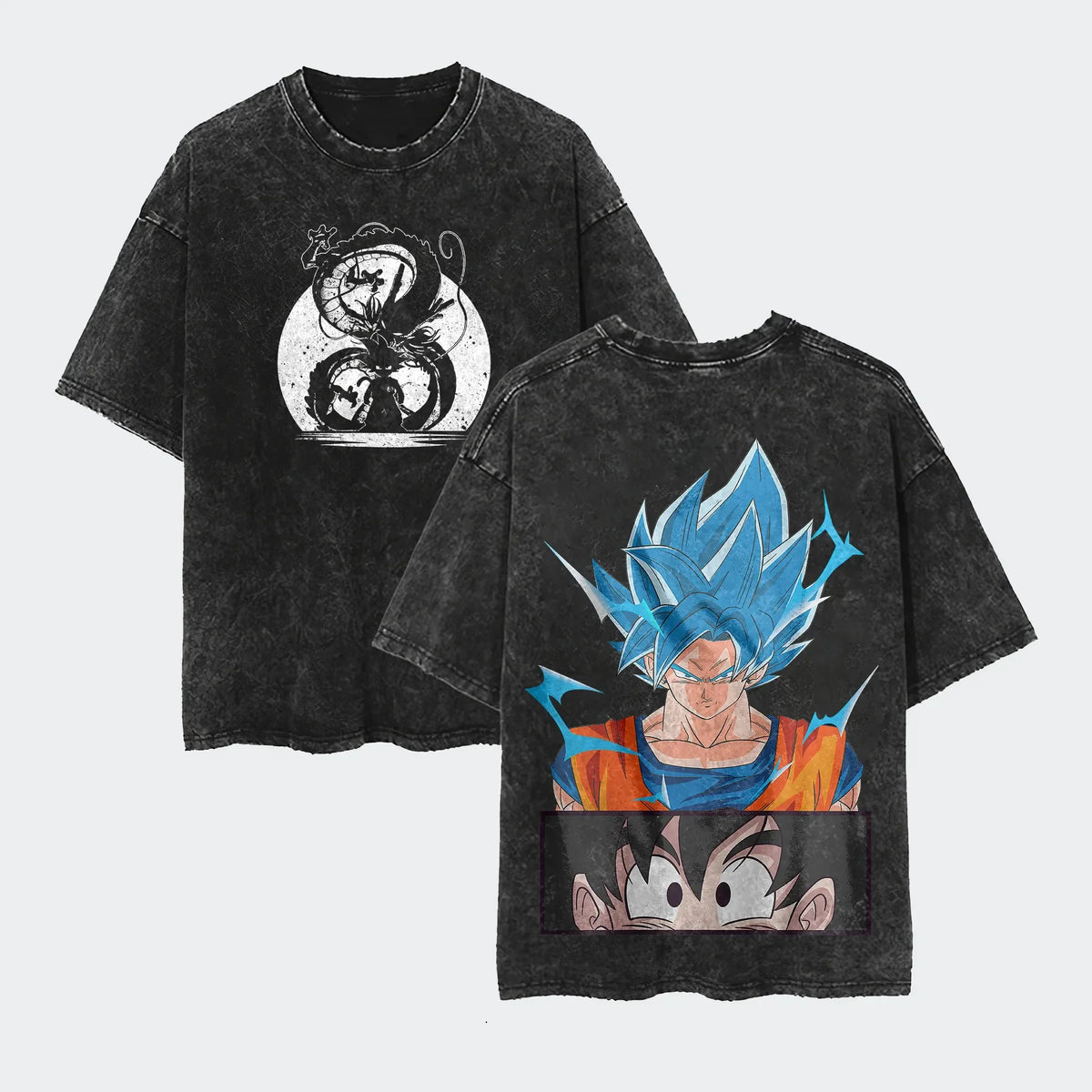 T-Shirt Dragon Ball Cosplay – Goku & Vegeta | Oversize Washed, Cotone, Anime Harajuku Streetwear Uomo