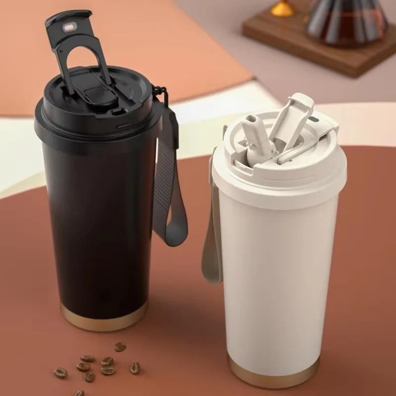 Tazza Termica in Ceramica 530 ml – Thermos in Acciaio Inox a Doppia Parete, Mug da Viaggio per Caffè