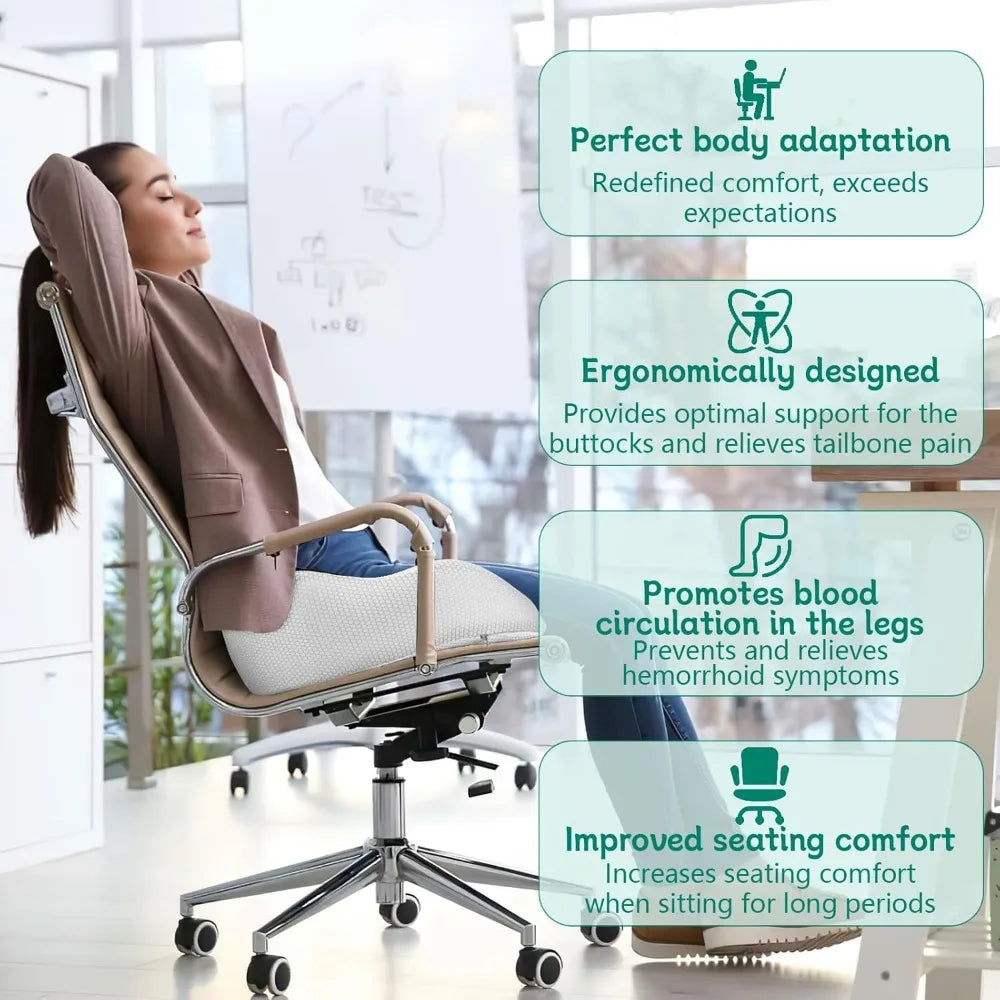 Cuscino Ergonomico in Memory Foam per Sedia da Ufficio, Auto e Sedia a Rotelle – Nero