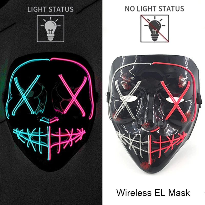 Maschera LED neon wireless luminosa per cosplay