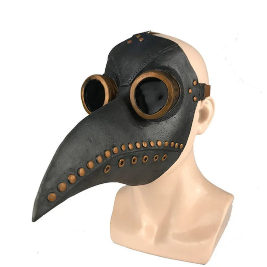 Maschera Medico della Peste steampunk in gomma nera