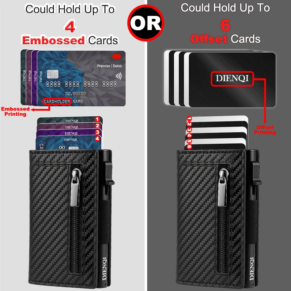 Portafoglio Uomo con Blocco RFID – Porta Carte di Credito in Lega di Alluminio e Fibra di Carbonio, Design Slim e Minimalista