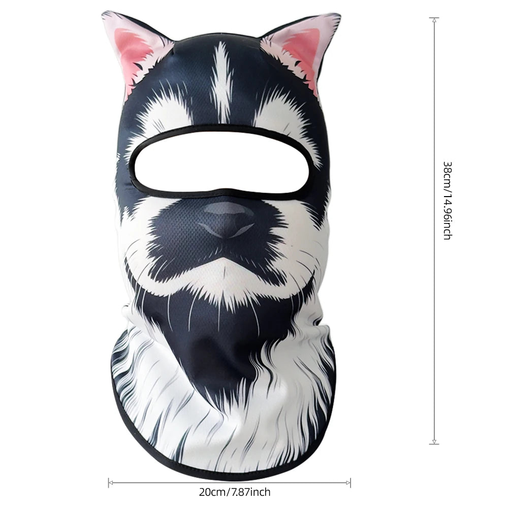 Passamontagna 3D Animali – Maschera Integrale per Moto, Bici, Sci, Protezione UV Collo e Viso