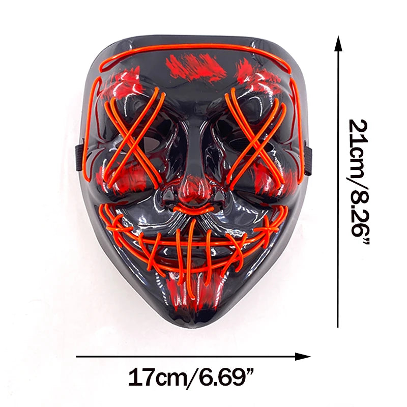 Maschera LED neon wireless luminosa per cosplay