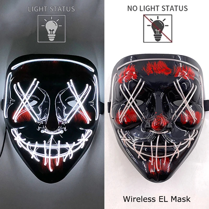 Maschera LED neon wireless luminosa per cosplay