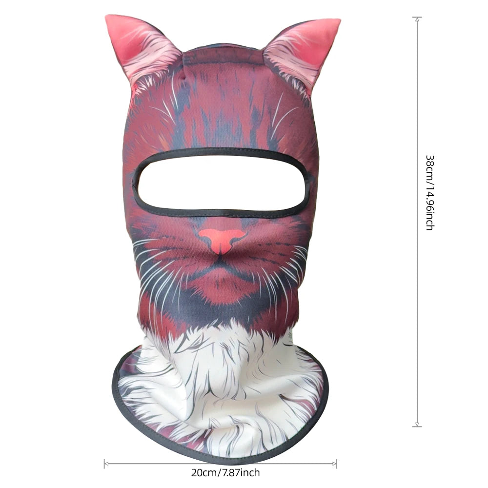 Passamontagna 3D Animali – Maschera Integrale per Moto, Bici, Sci, Protezione UV Collo e Viso