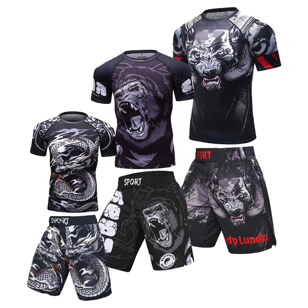 Set Sportivo 2 Pezzi BJJ / MMA – Rashguard + Shorts Muay Thai, Grappling, Boxe, Corsa e Palestra
