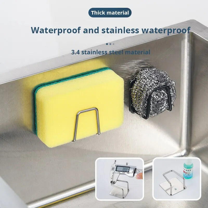 Porta Spugna per Lavello in Acciaio Inox – Supporto con Ventosa per Cucina, Spugne e Pagliette