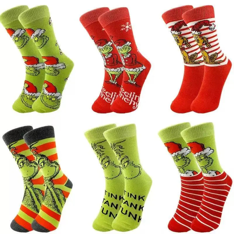 Set 4 paia di calze alte cartoon in cotone