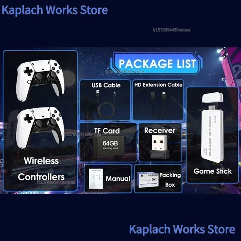 M15 Game Stick Retrò – 64GB, 20.000+ Giochi Classici, Controller Wireless, 20+ Simulatori, Uscita HD TV