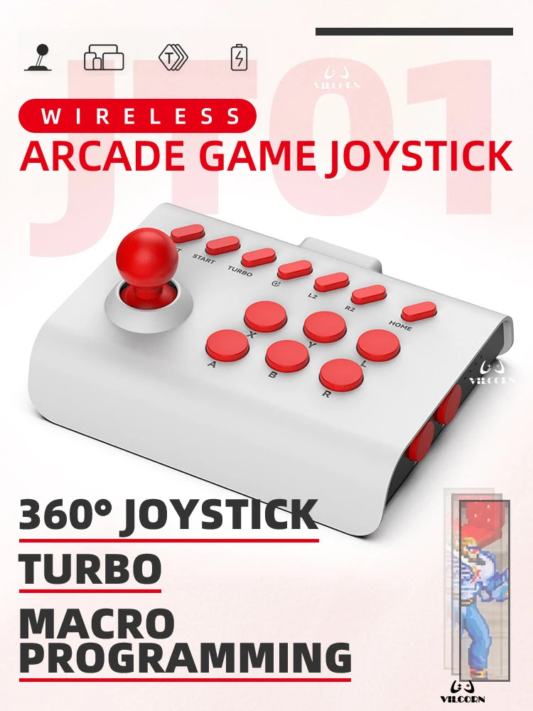 Joystick Arcade Wireless – Controller da Gaming per PC, Android, iOS, Switch, PS3/PS4 – Fighting Stick per Street Fighter e MAME