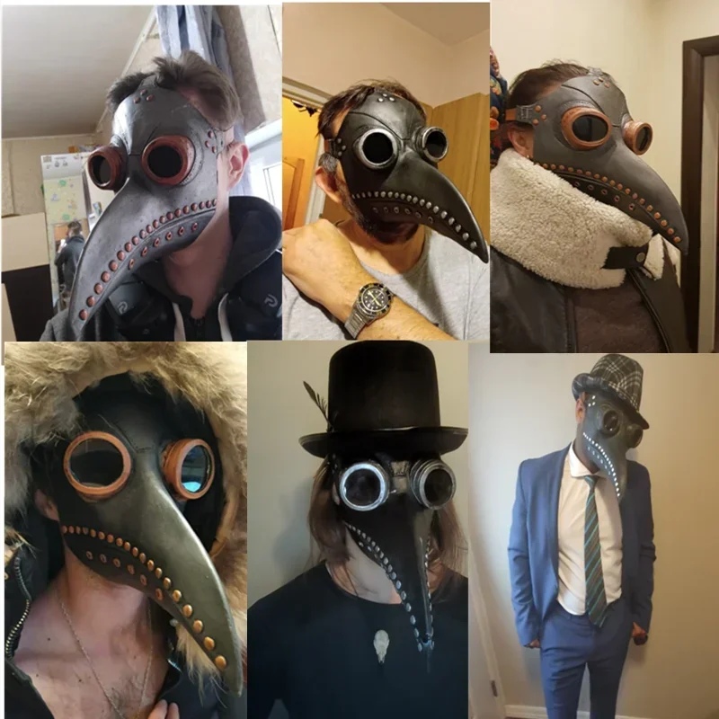 Maschera Medico della Peste steampunk in gomma nera