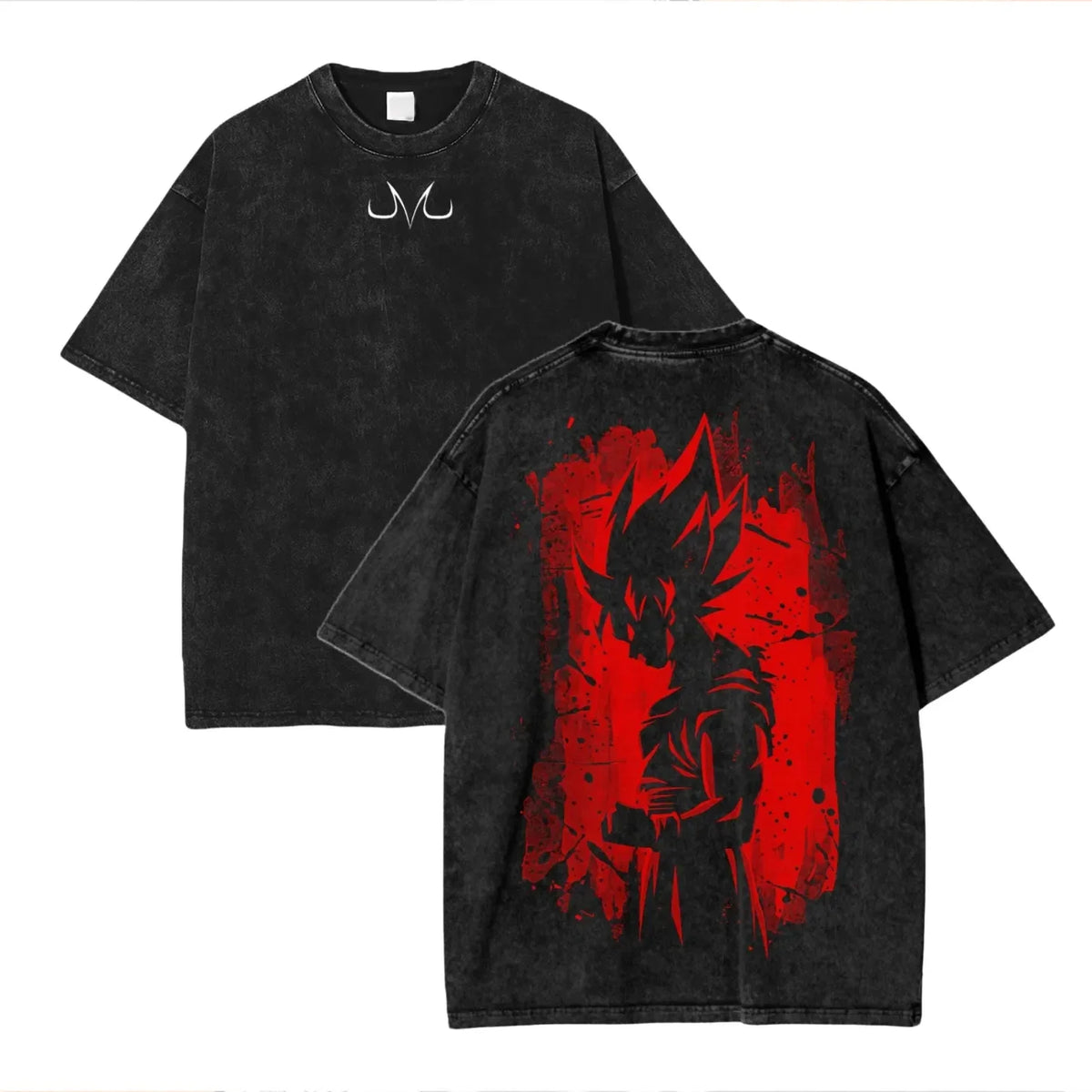 T-Shirt Dragon Ball Cosplay – Goku & Vegeta | Oversize Washed, Cotone, Anime Harajuku Streetwear Uomo