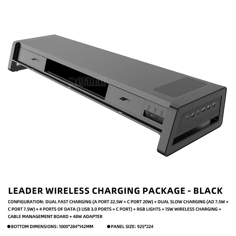 Supporto Monitor USB con Cassetto – Docking Station Multifunzionale per Ufficio, Desktop e Porta Telefono