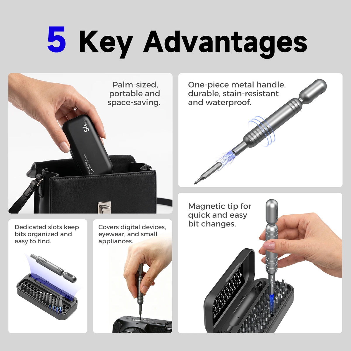 Kit Cacciaviti di Precisione 55 in 1 Magnetici – Riparazione Elettronica, Telefono, Laptop, Orologi, Fai da Te