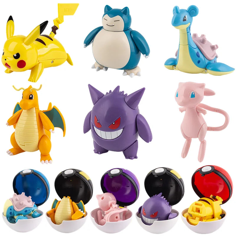 Action Figure Pokémon – Pikachu, Gengar, Dragonite, Snorlax e altri | Modello Pocket Monsters in PVC